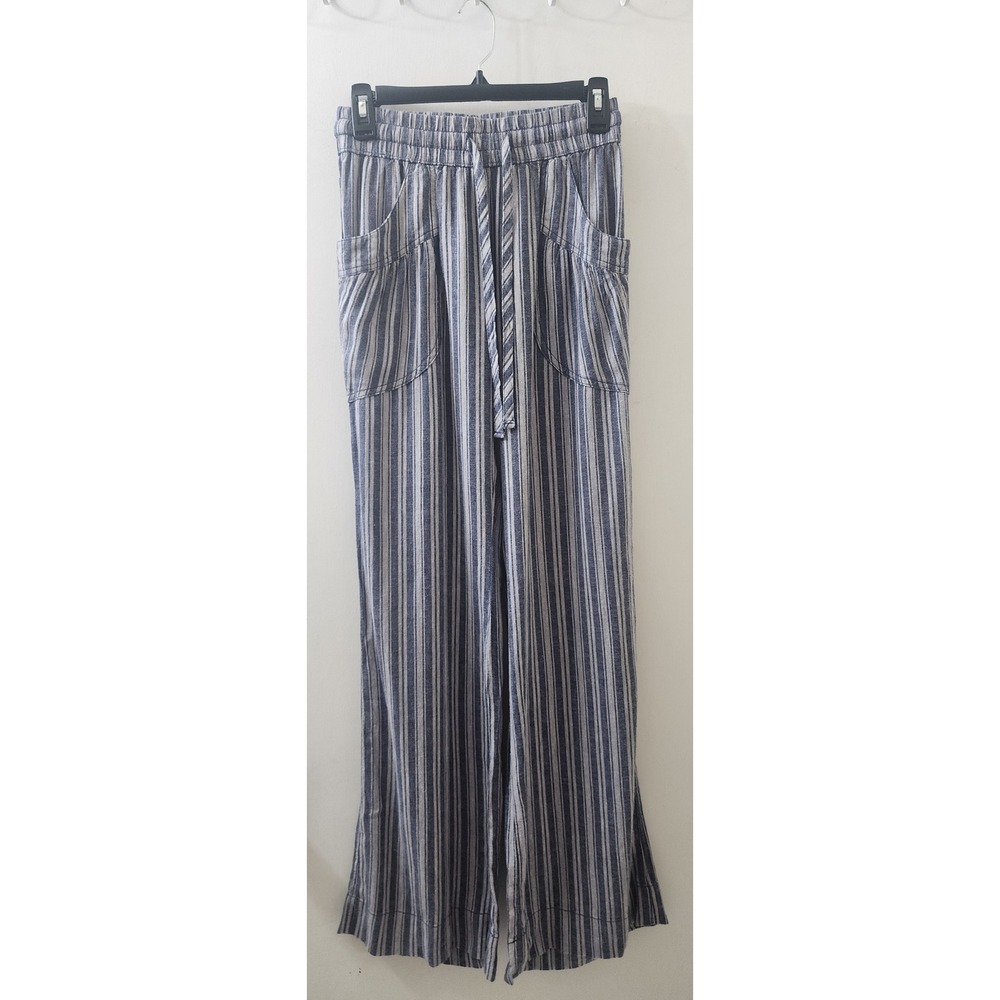 Kimchi Blue Urban Outfitters Striped Wide Leg Drawstring Pants Blue White XS NEW